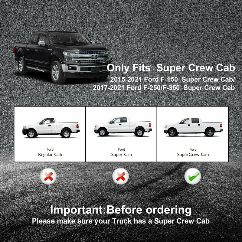 2015-2022 Ford F150 Crew Cab 6" Running Boards Side Step Bar