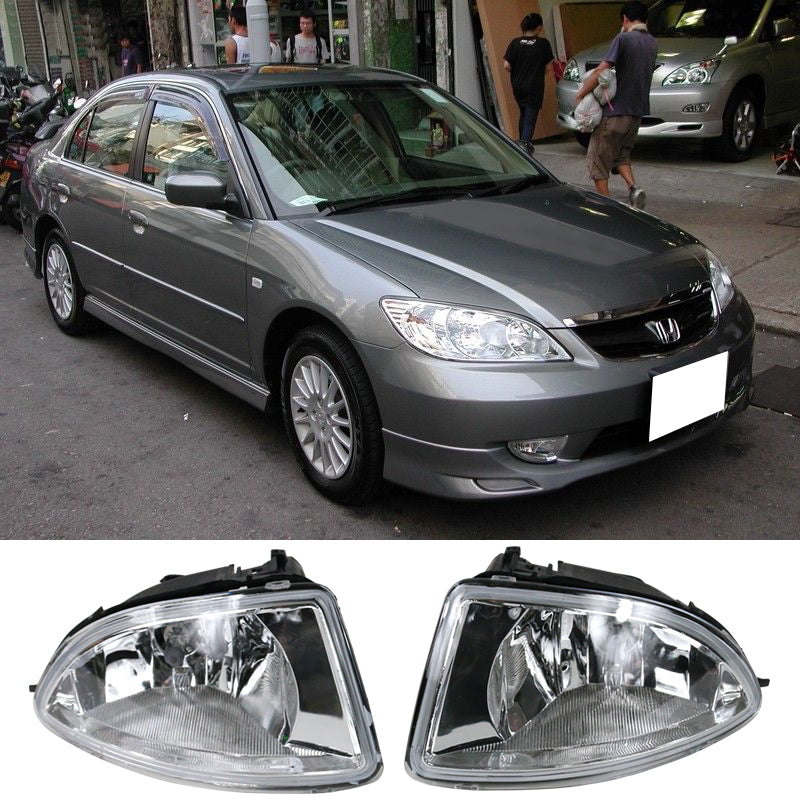 2004-2005 Honda Civic Factory Front Bumper Fog Lights Lamps Clear Lens