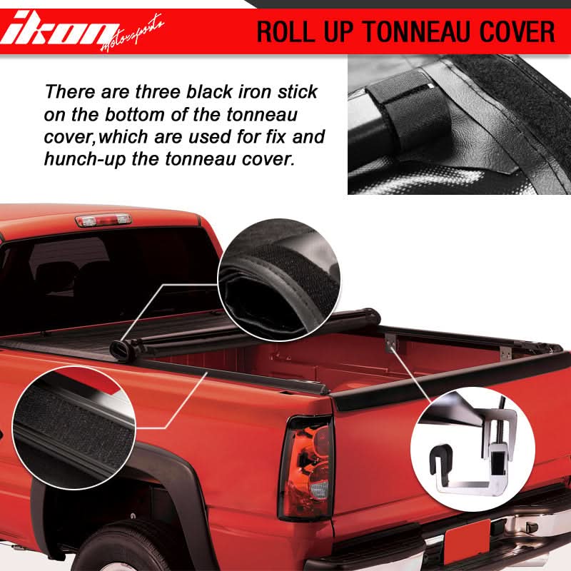 2014-2017 Chevy Silverdo Roll Lock Soft Tonneau Cover Black 5.8ft Bed