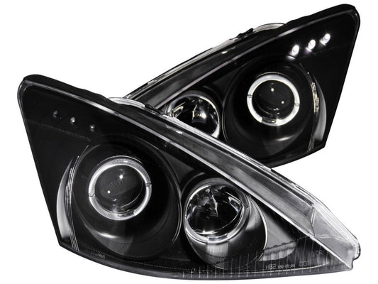Anzo 2000-2004 Ford Focus Projector Headlights w/ Halo Black w/ LED