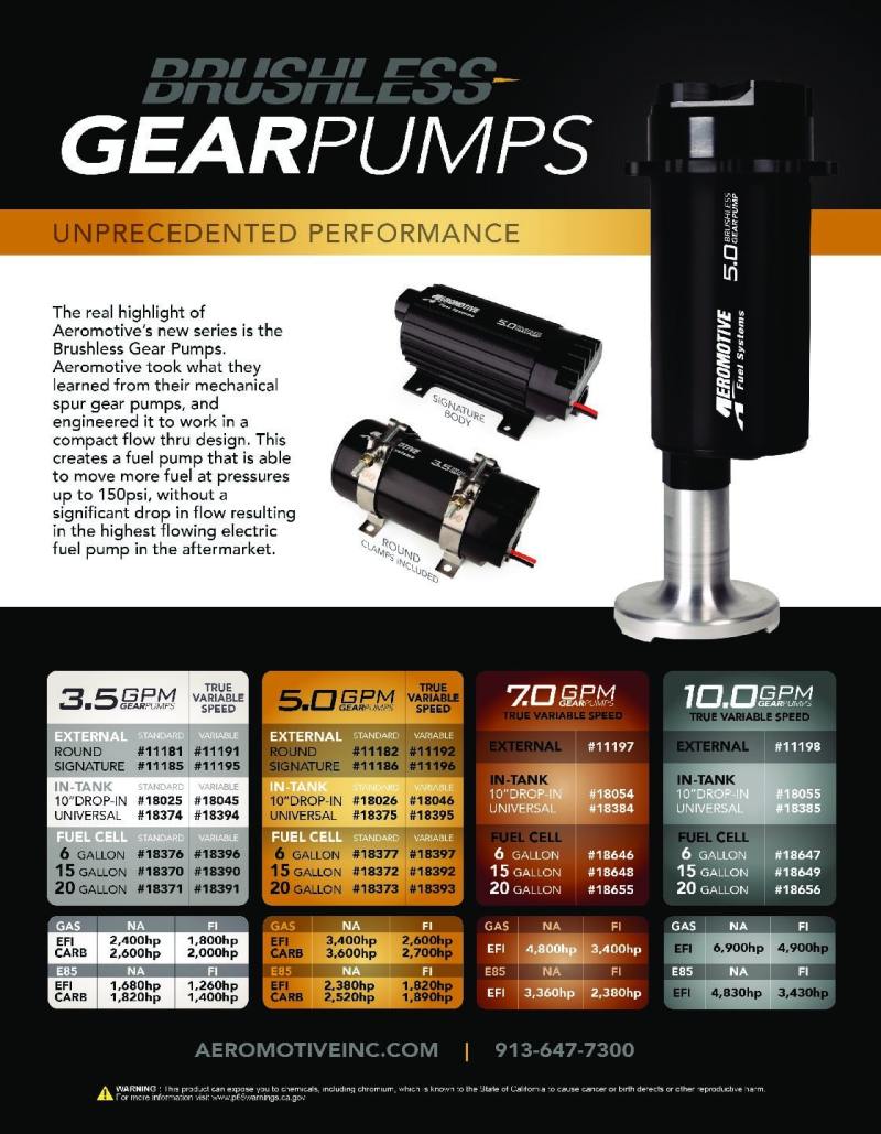 Aeromotive Variable Speed Controlled Fuel Pump - In-Tank - Universal - Brushless Spur Gear 5.0 18395