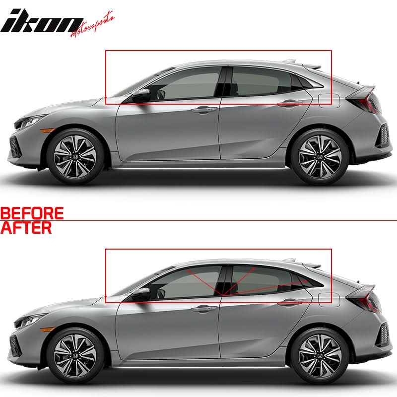2017-2020 Honda Civic Gloss Black Window Trim Chrome Delete Vinyl Kit
