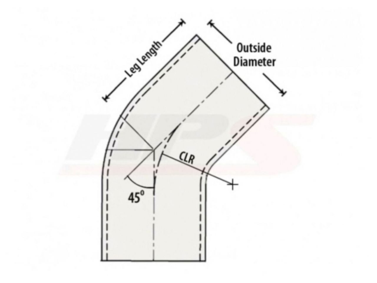 HPS Performance Products HPS 3-1/8" OD 45 Degree Bend 6061 Aluminum Elbow Pipe Tubing w/ 5" CLR