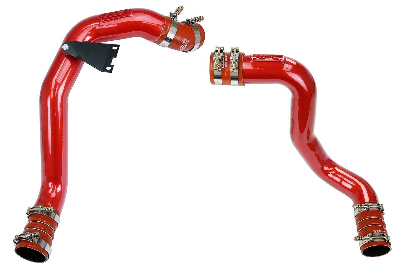 HPS Hot & Cold Side Charge Pipe with Intercooler Boots Kit, 03-07 Ford F450 Superduty Powerstroke 6.0L Diesel Turbo, Red
