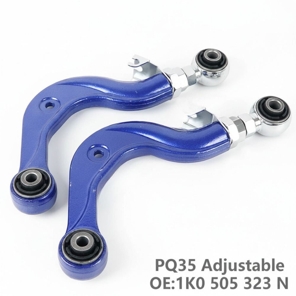 VW Golf MK5 / MK6 / Jetta / Passat / CC / Tiguan / Scirocco / EOS & Audi A3 8P / Q3 & SEAT Leon / Altea & Skoda Octavia / Yeti / Superb Adjustable Rear Upper Camber Control Arms 2-Piece (PQ35 Platform / Replaces 1K0505323N / 5Q0505323C)