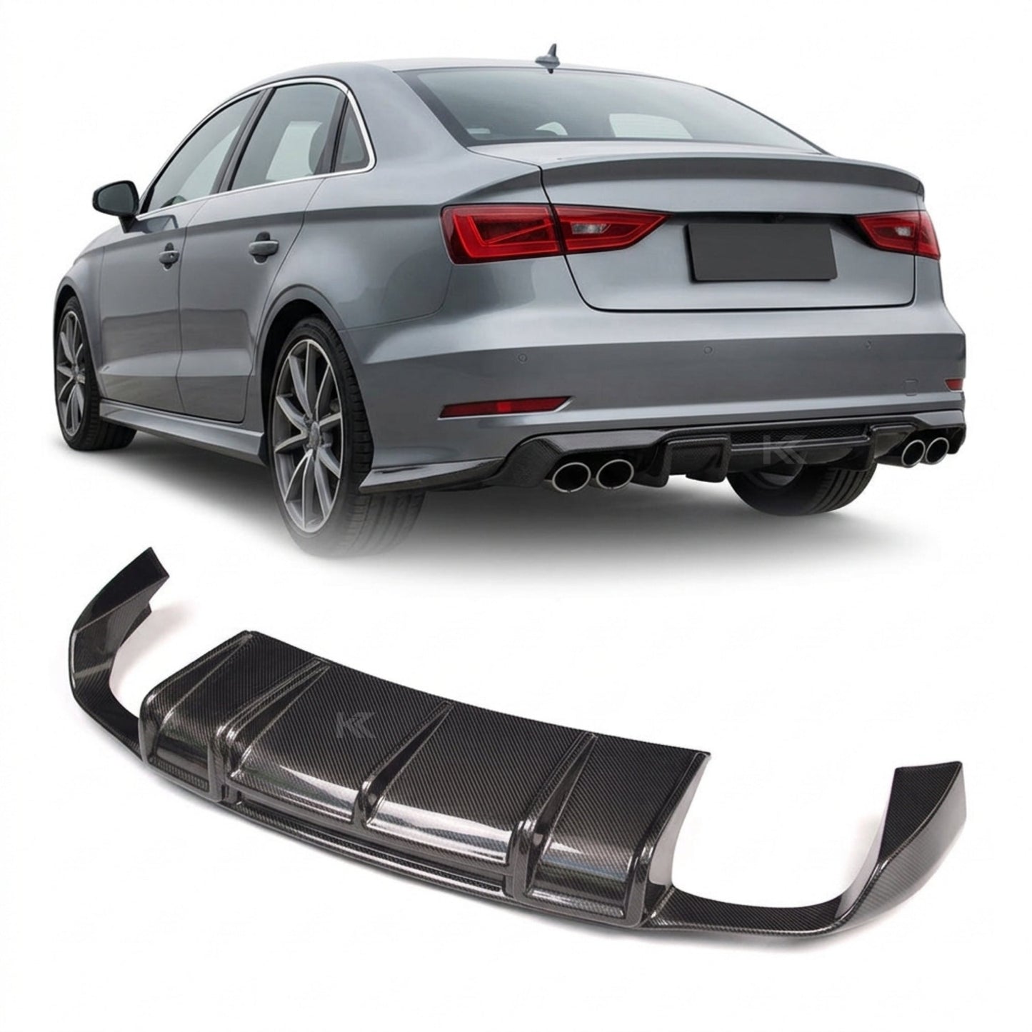 2015–2016 Audi S3 8V Sedan RS Style Rear Bumper Diffuser – Carbon Fiber