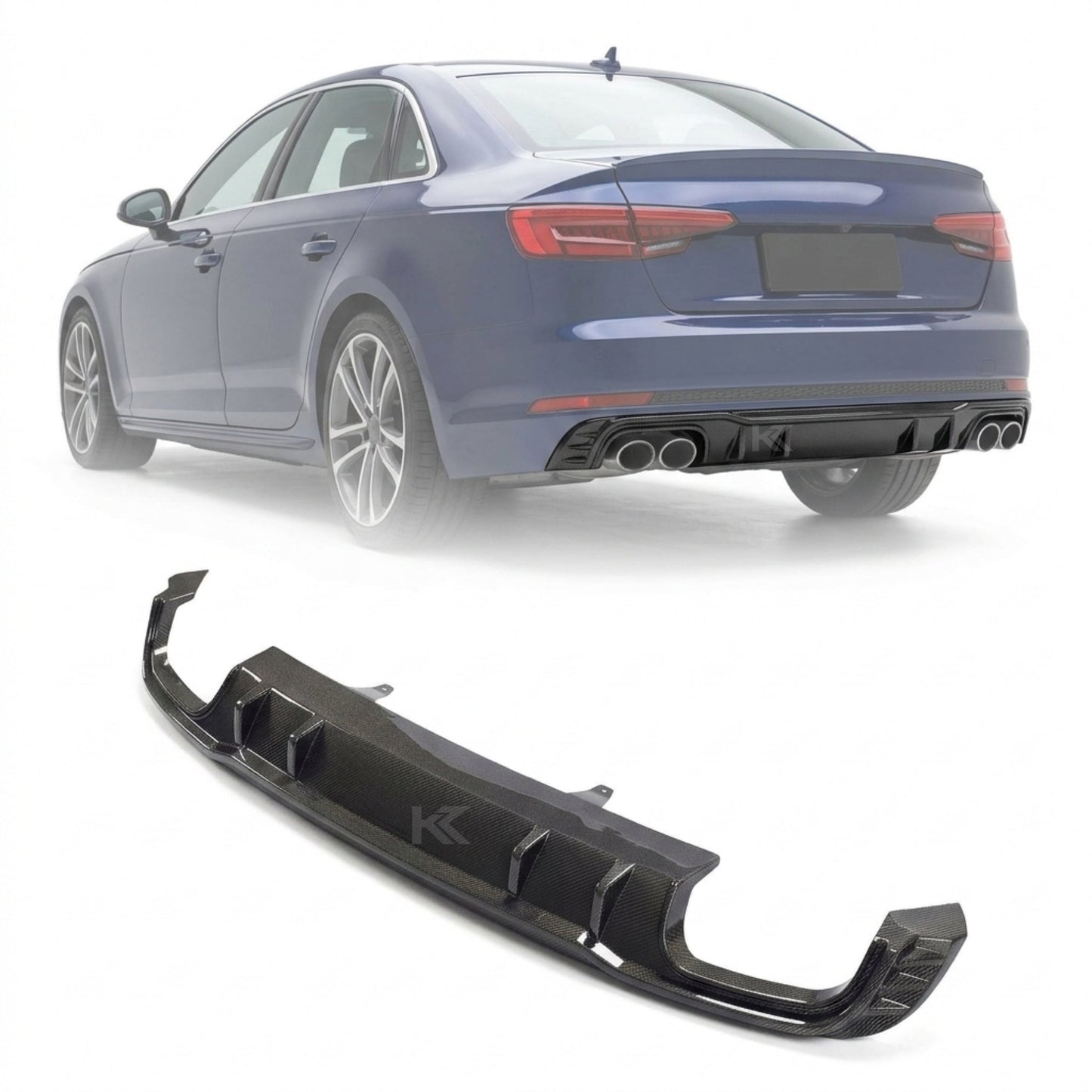 2017–2019 Audi A4 S-Line / S4 B9 Sedan Sport Rear Bumper Lip – Carbon Fiber