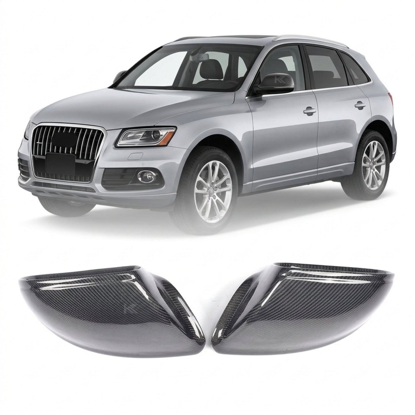 2010–2015 Audi Q5 8R / Q7 4L Side Mirror Caps – Carbon Fiber