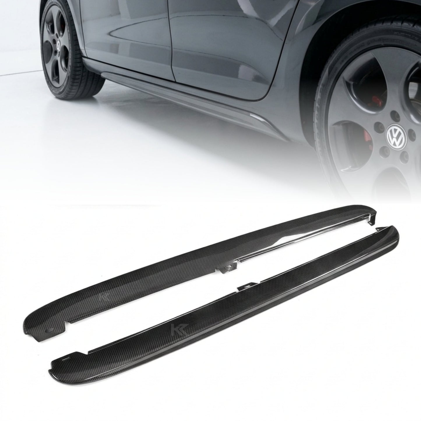 2010–2013 Volkswagen Golf VI / GTI MK6 Side Skirt Extensions – Carbon Fiber