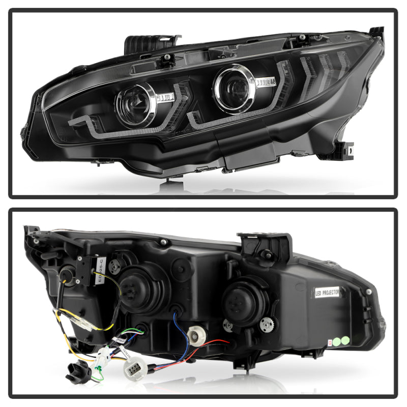SPYDER Honda Civic 16-20 LED Model High-Power LED Module Headlights - Black (PRO-YD-HC16LEDAP-SEQGR-BK) 5088932