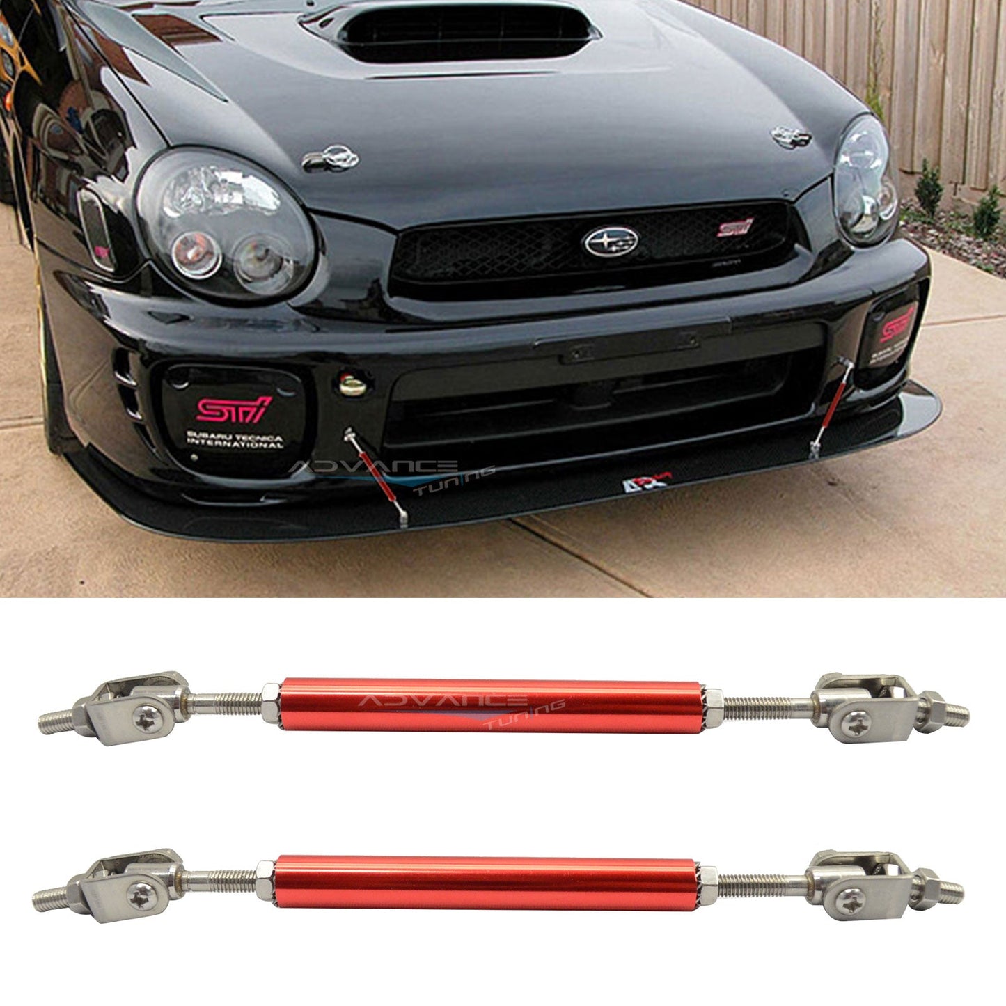 Universal Adjustable 5.5"-8" 2PC Red Bumper Lip Splitter Chin Rod