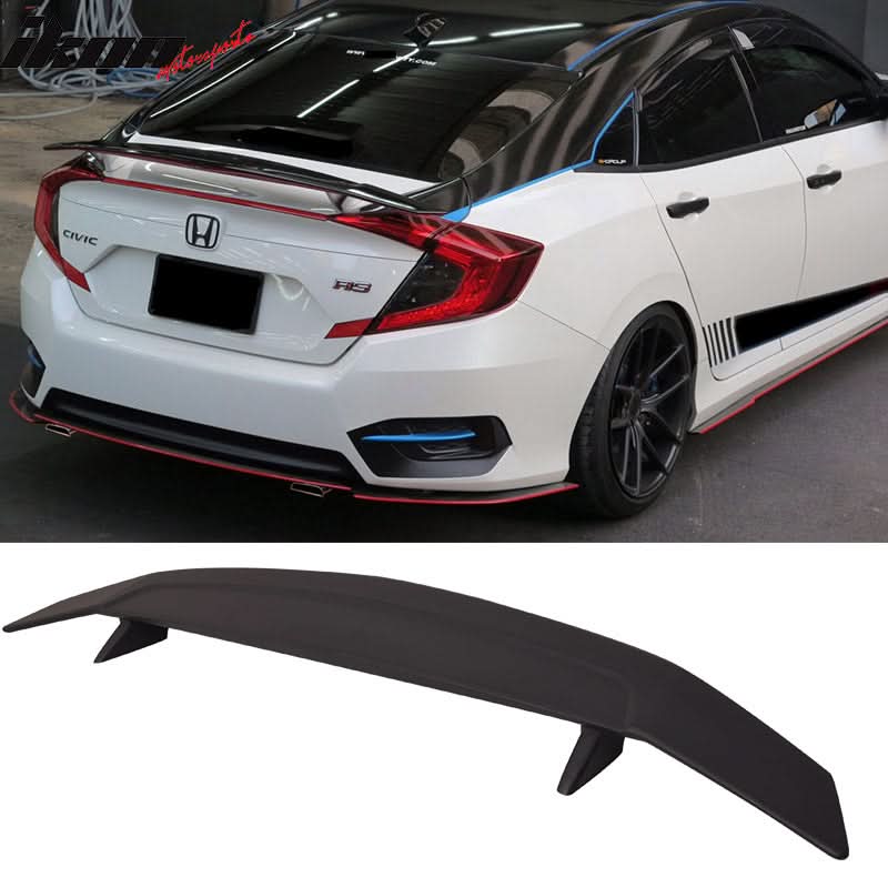 2016-2021 Honda Civic IKON Type A Primer Black Rear Spoiler Wing ABS