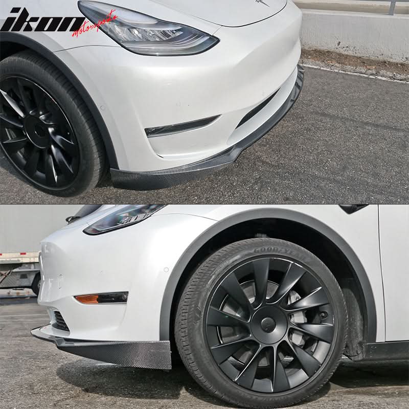 2020-2024 Tesla Model Y Front LipIKON Style Lip Spoiler Carbon Fiber