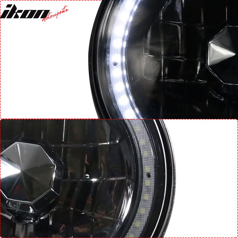 Universal 7" H6024 6014gen White Ring H4 Bulb Angel Eye Headlight