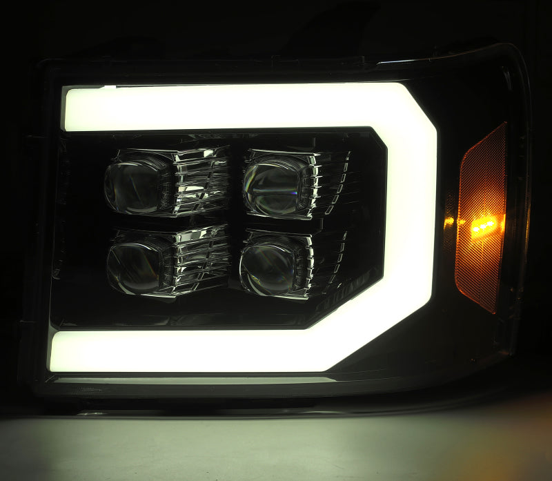 AlphaRex 07-13 GMC 1500HD NOVA LED Proj Headlights Plank Style Chrome w/Activ Light/Seq Signal/DRL 880608 *Discontinued