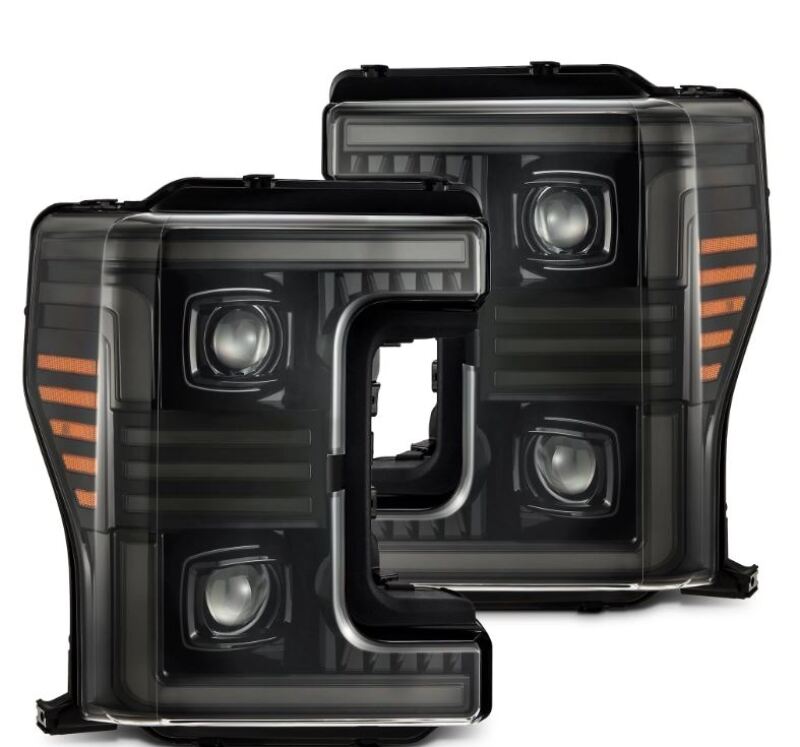 AlphaRex 17-19 Ford F-250/350/450/550 Super Duty PRO-Series Proj Headlights Alpha-Bk w/SS & DRL 880320 *Discontinued