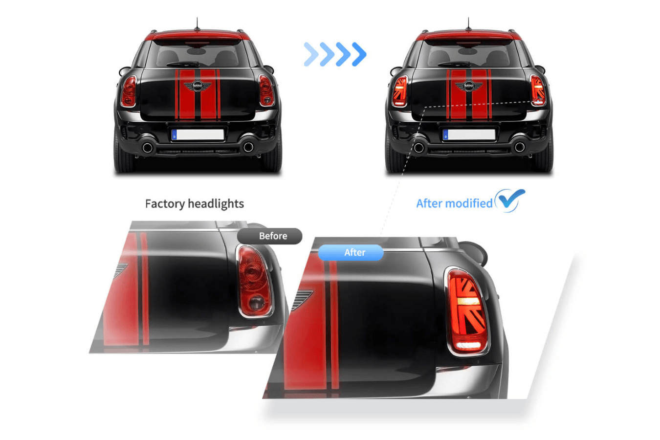 Mini Cooper - Red and Smoked - LED Tail Lights Upgrade (2010-2016)