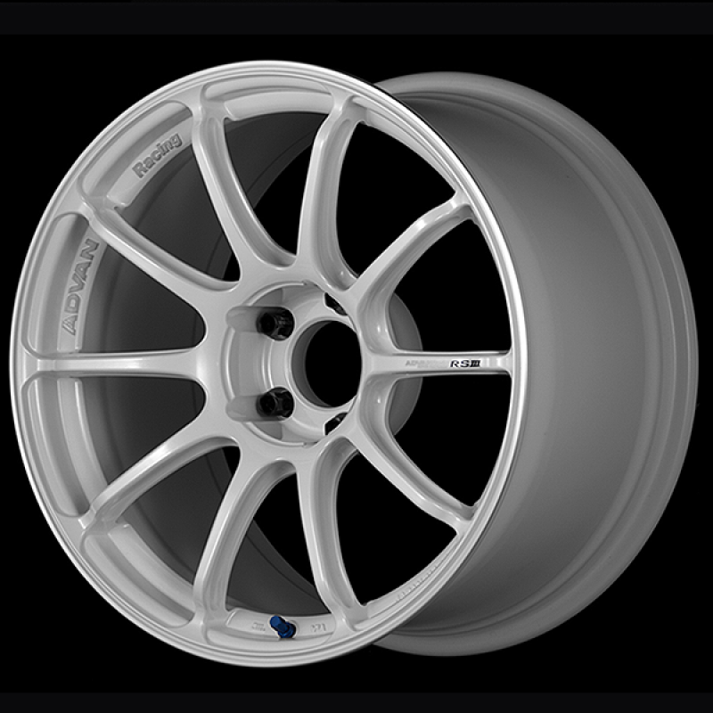 Advan RSIII 18x8.5 / +45 Offset / 5x114.3 / 73mm Bore / Racing White Metallic and Ring YA38H45EWMR