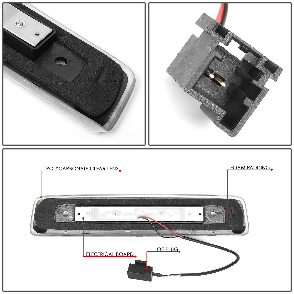 06-10 Jeep Commander 3D Style LED Third Brake Light - Black