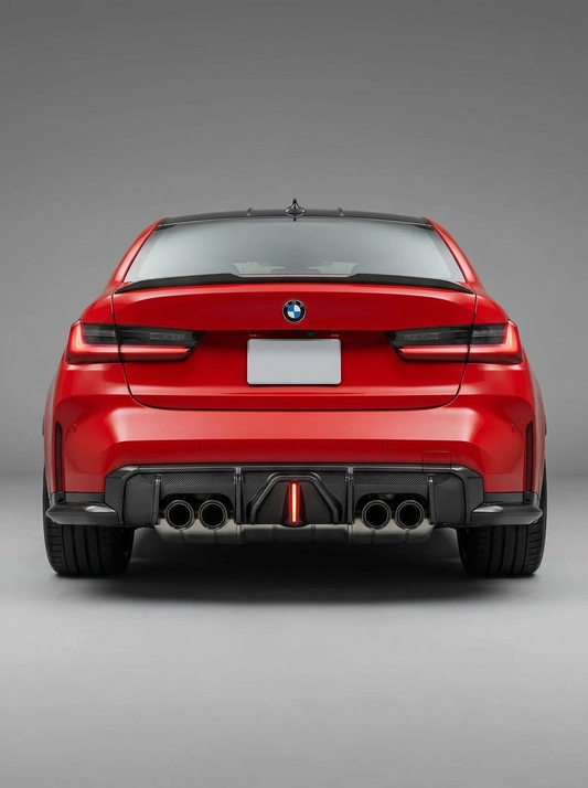 BMW 3 Series G80 M3 G82 G83 M4 Carbon Fiber Rear Diffuser with LED Lights (2019 - 2024)