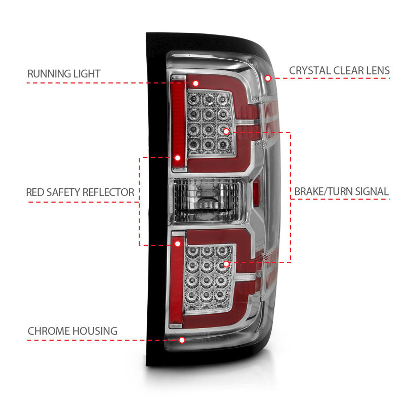 ANZO 2014-2018 Chevy Silverado 1500 LED Taillights Chrome 311291