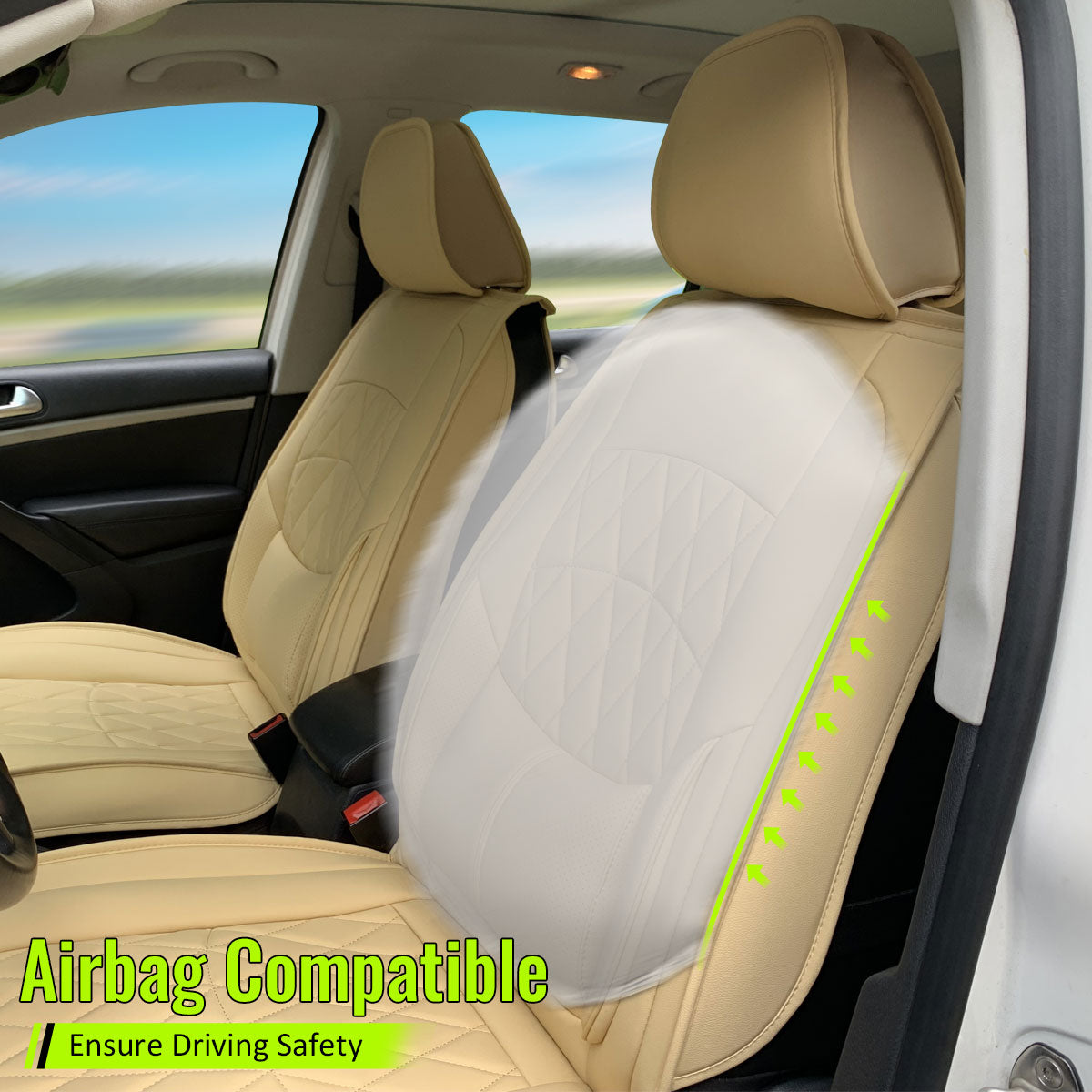 Universal PU Leather Car Seat Cover w/ Lumbar 04B Style Full Set