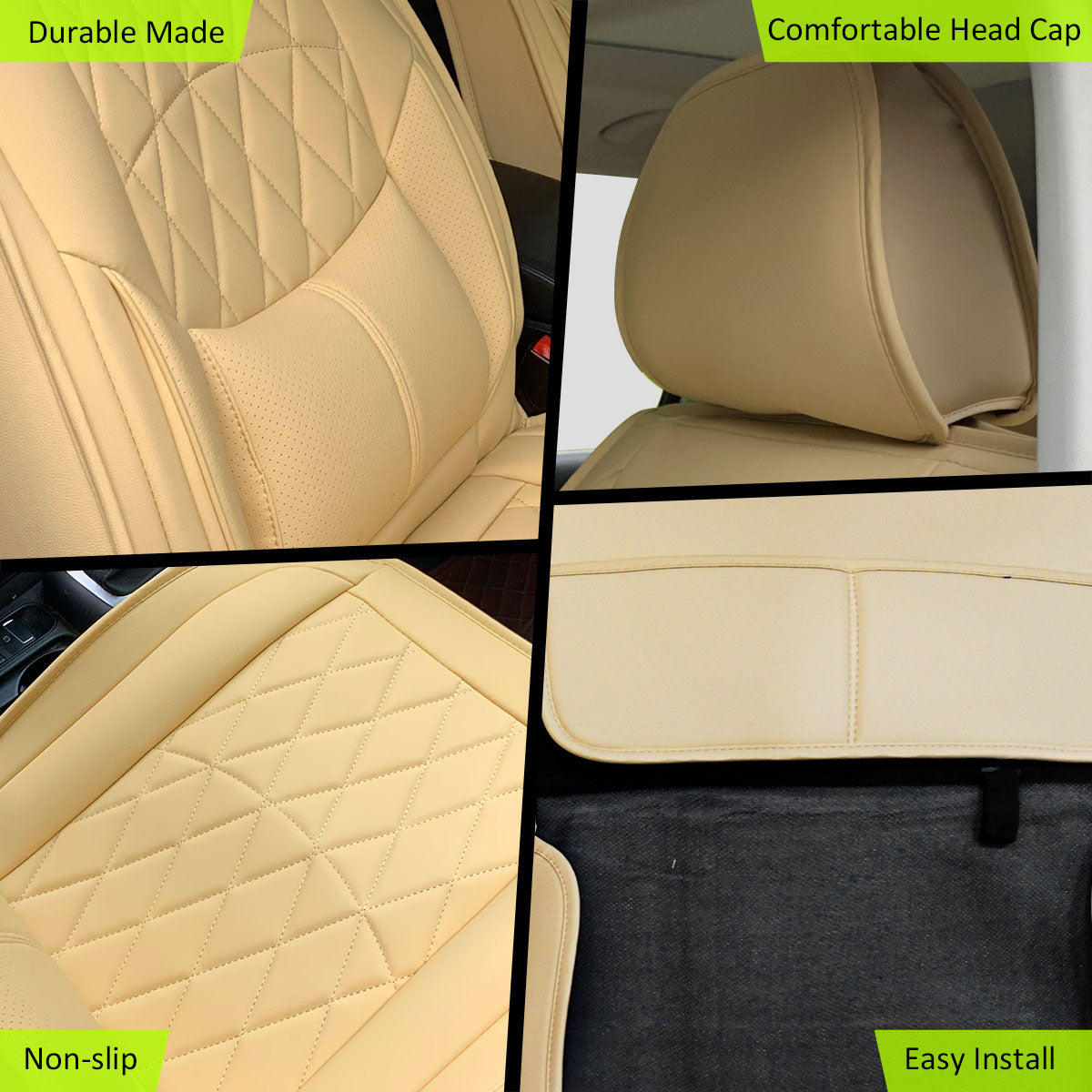 Universal PU Leather Car Seat Cover w/ Lumbar 04B Style Full Set