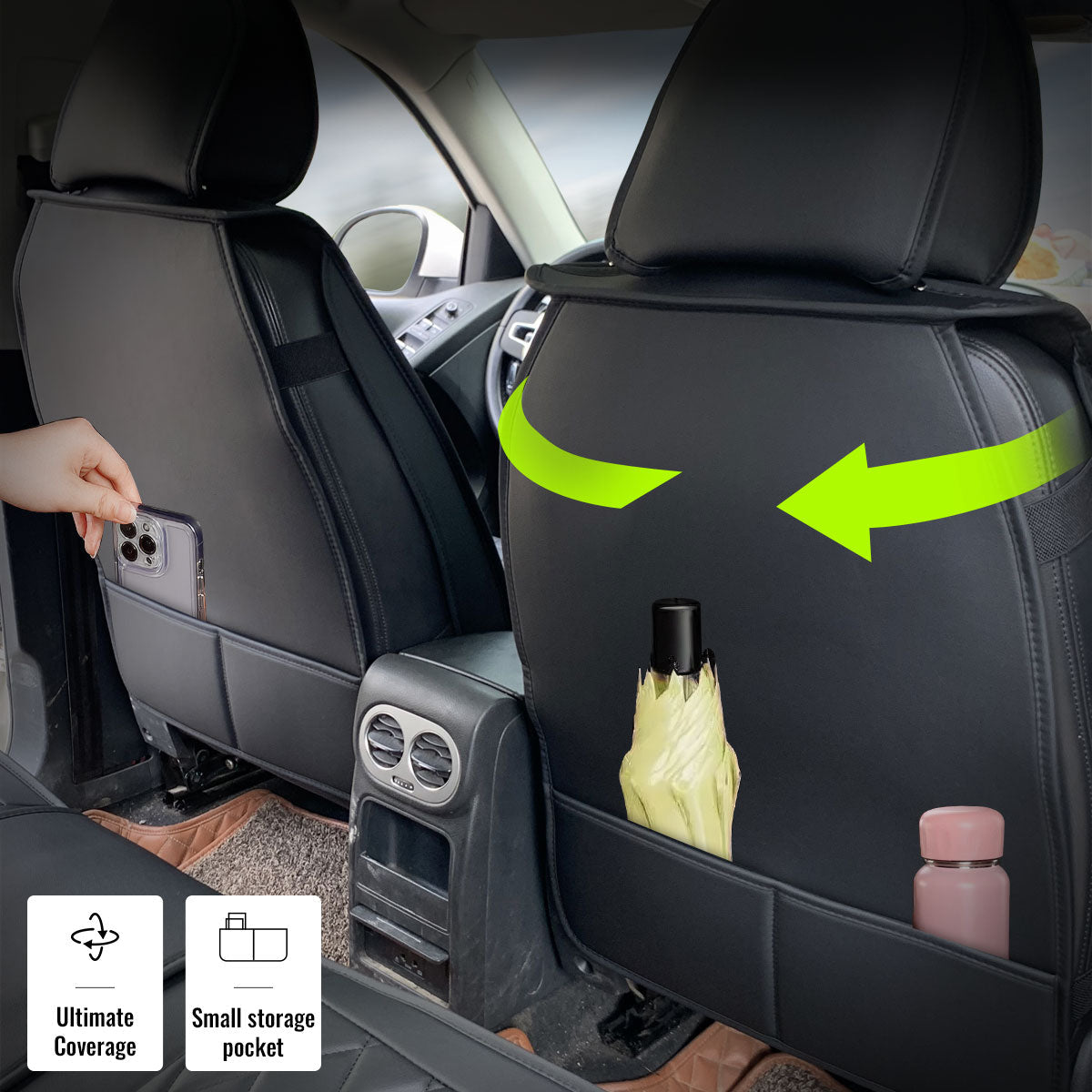 Universal PU Leather Car Seat Cover w/ Lumbar 04B Style Full Set