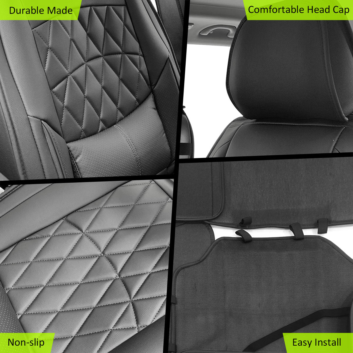 Universal PU Leather Car Seat Cover w/ Lumbar 04B Style Full Set