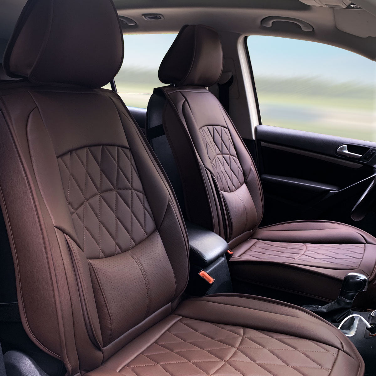 Universal PU Leather Car Seat Cover w/ Lumbar 04B Style Full Set