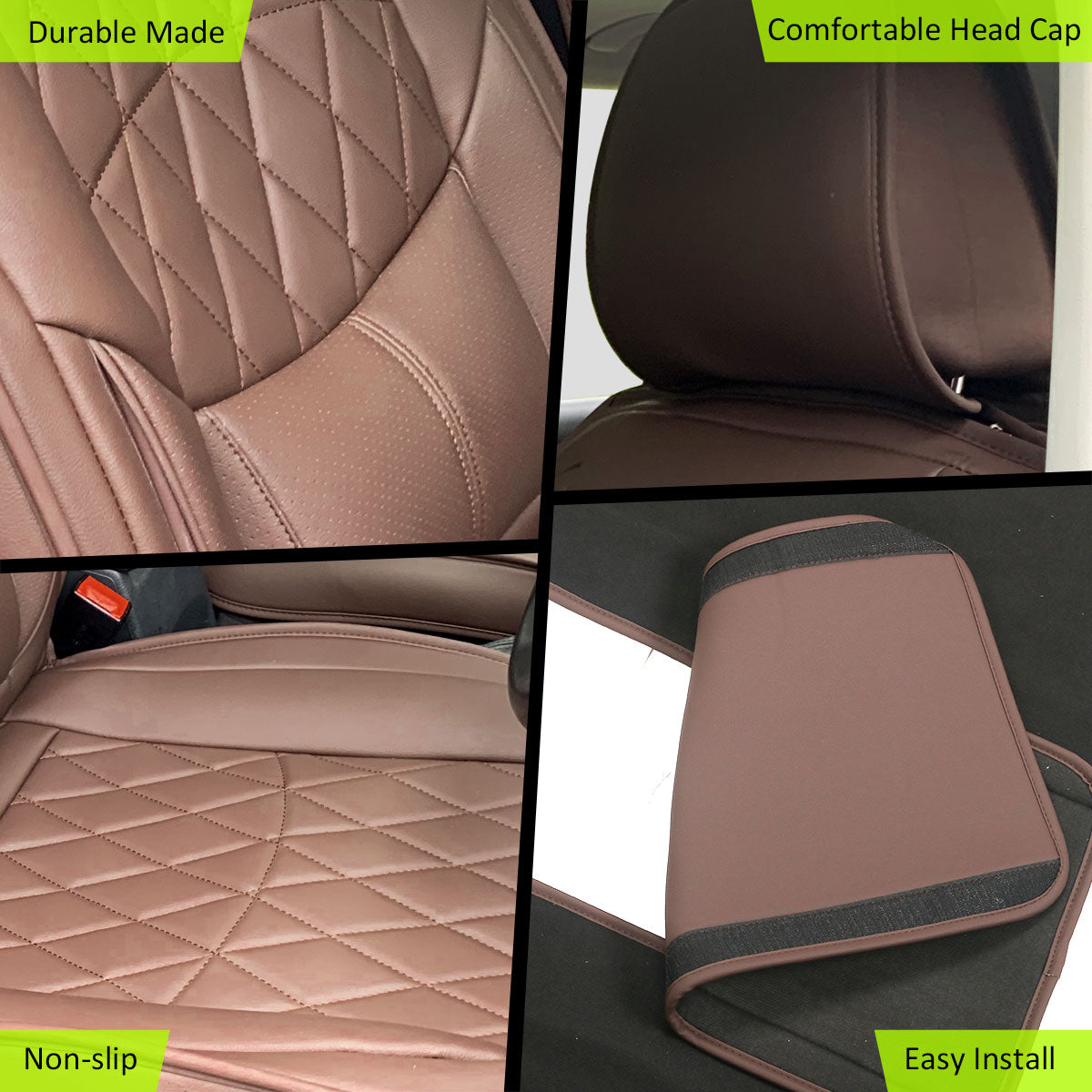 Universal PU Leather Car Seat Cover w/ Lumbar 04B Style Full Set