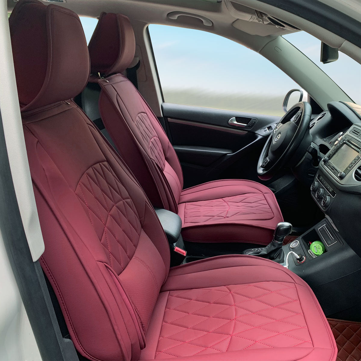 Universal PU Leather Car Seat Cover w/ Lumbar 04B Style Full Set