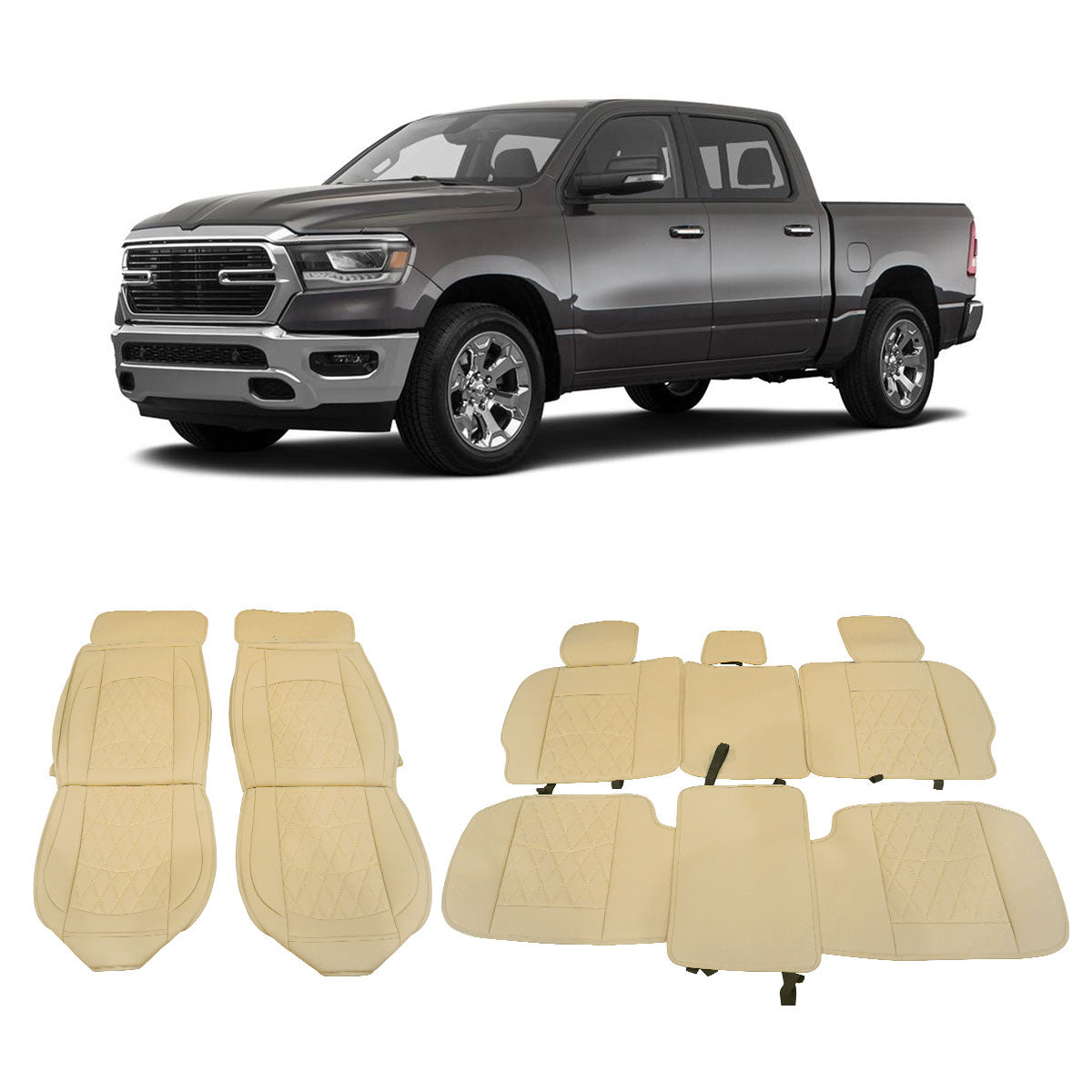 2009-2023 Dodge Ram 1500 2500 3500 5 Seats Seat Covers Leather