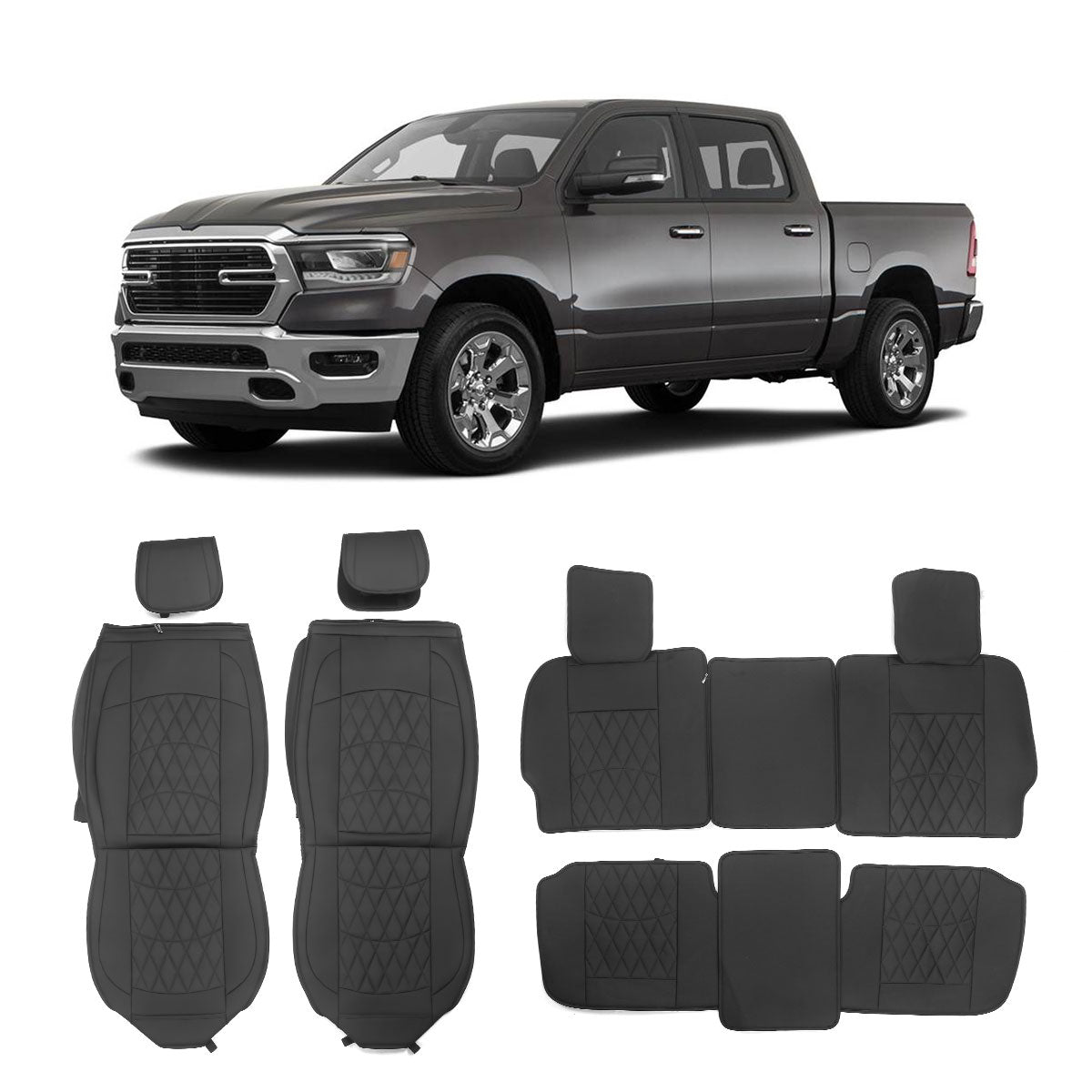 2009-2023 Dodge Ram 1500 2500 3500 5 Seats Seat Covers Leather