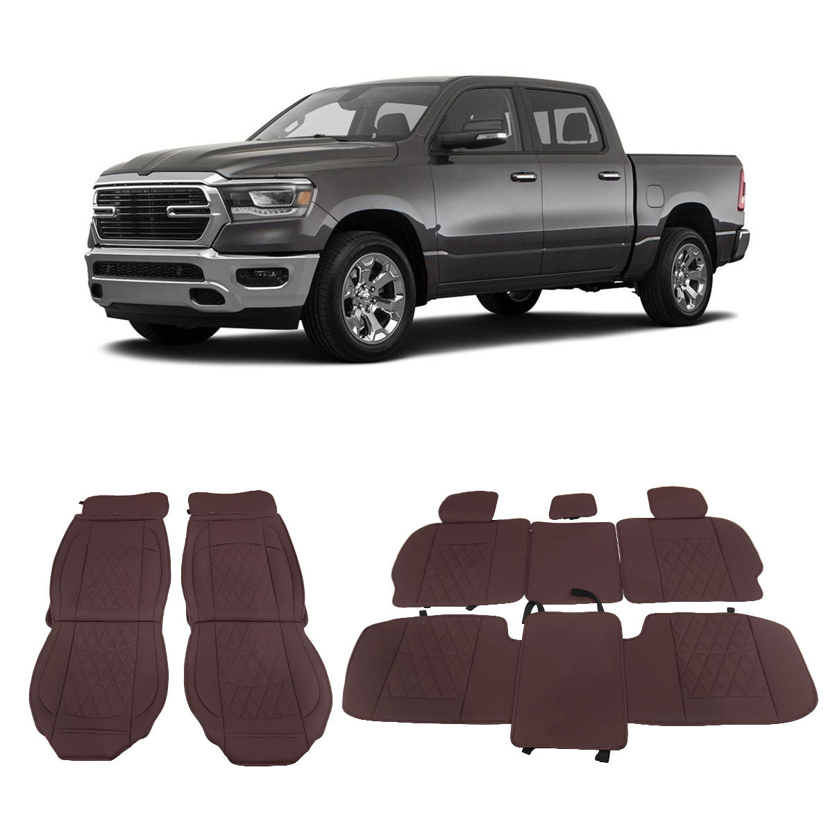 2009-2023 Dodge Ram 1500 2500 3500 5 Seats Seat Covers Leather