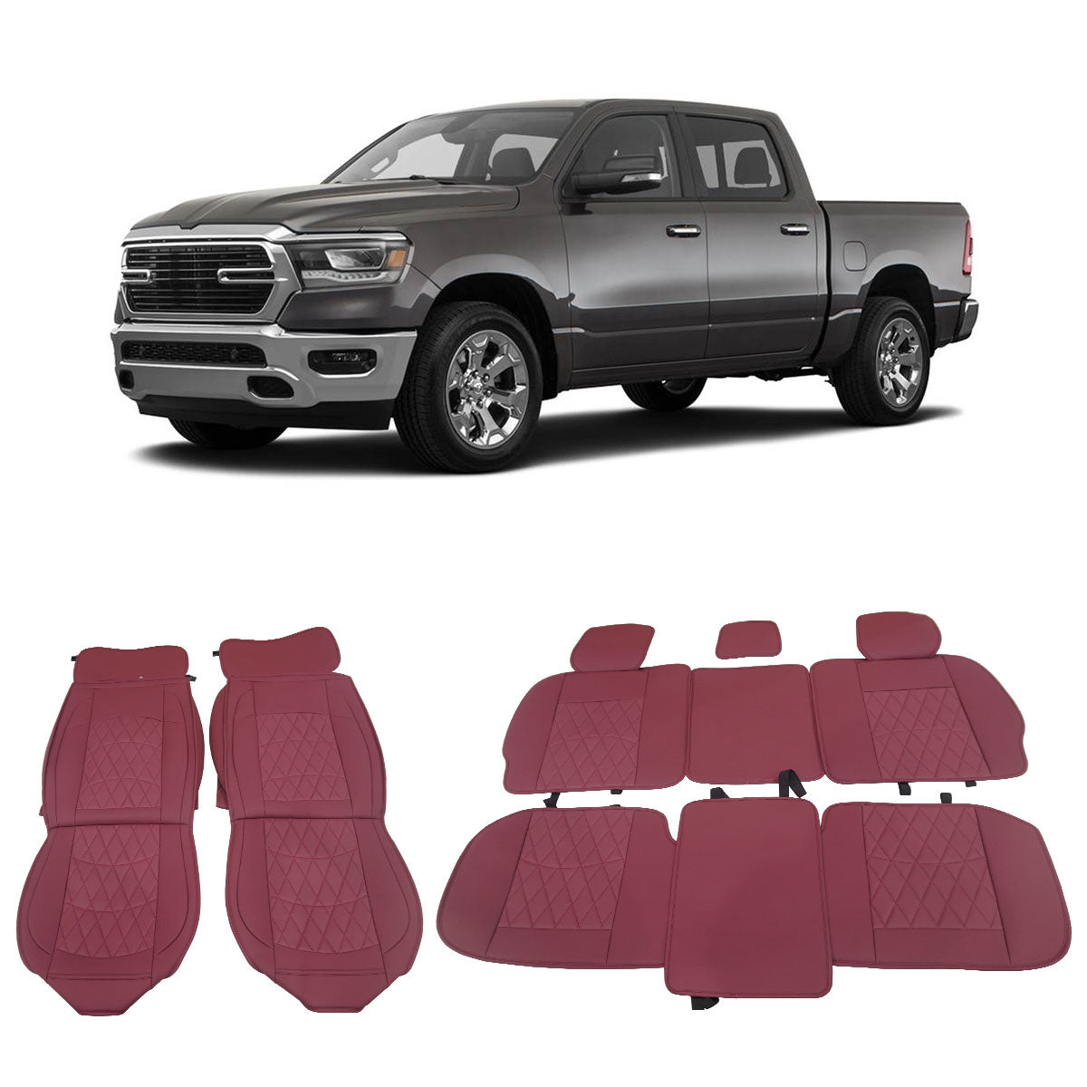 2009-2023 Dodge Ram 1500 2500 3500 5 Seats Seat Covers Leather