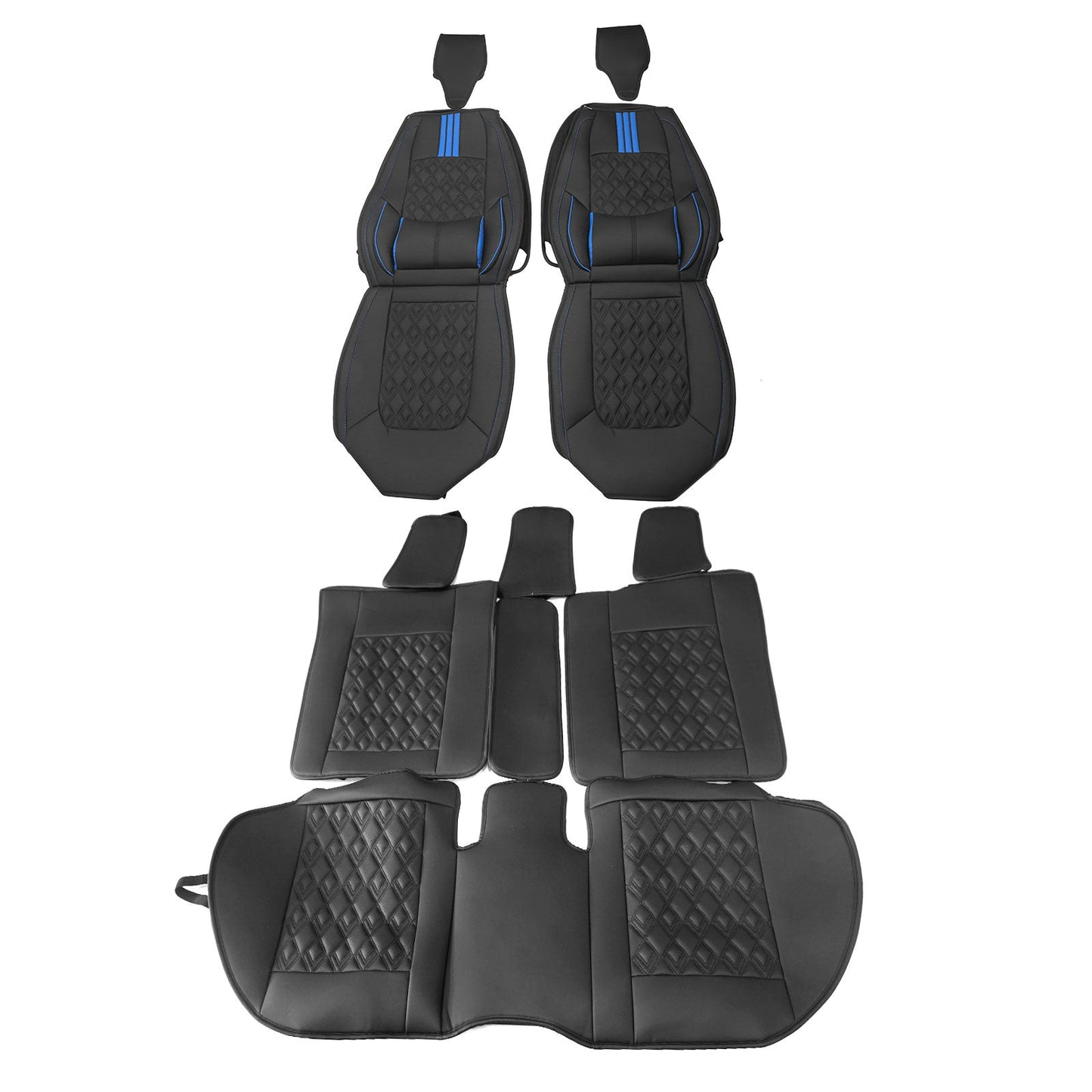 2016-2021 Honda Civic Seat Covers PU Leather Car Cushion w/ Lumbar