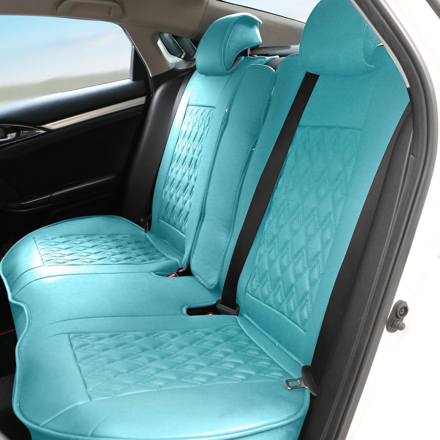 2016-2021 Honda Civic Seat Covers PU Leather Car Cushion w/ Lumbar