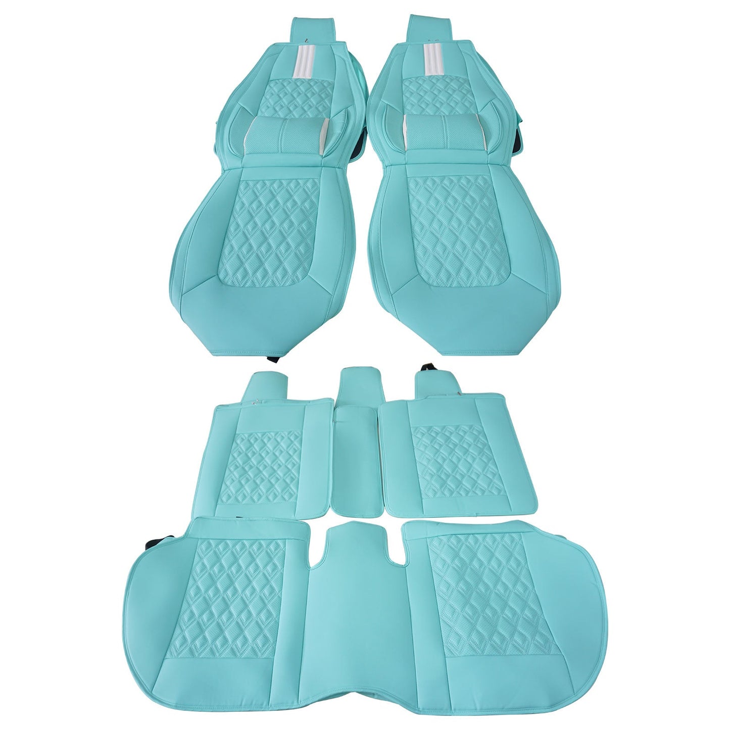 2016-2021 Honda Civic Seat Covers PU Leather Car Cushion w/ Lumbar