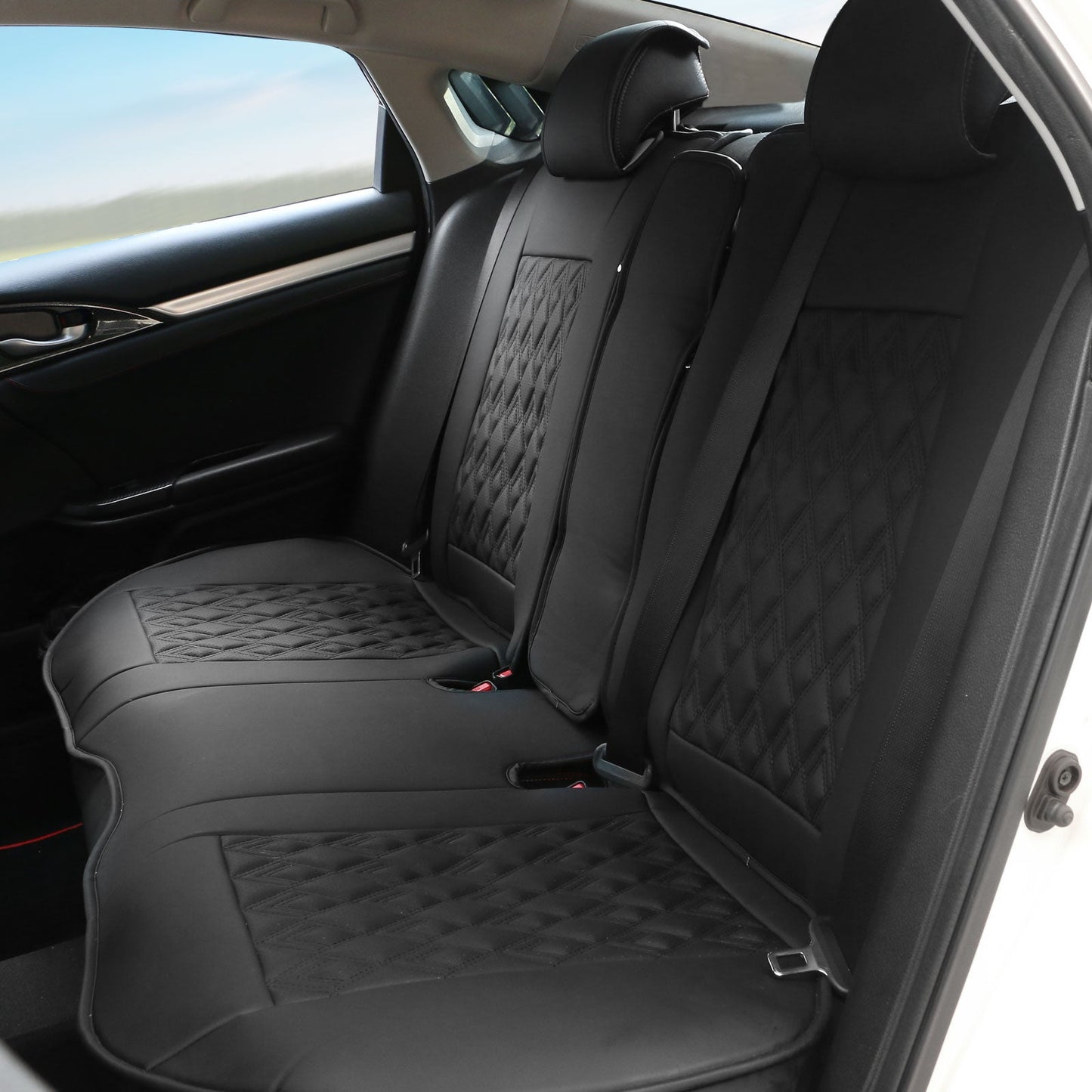 2016-2021 Honda Civic Seat Covers PU Leather Car Cushion w/ Lumbar