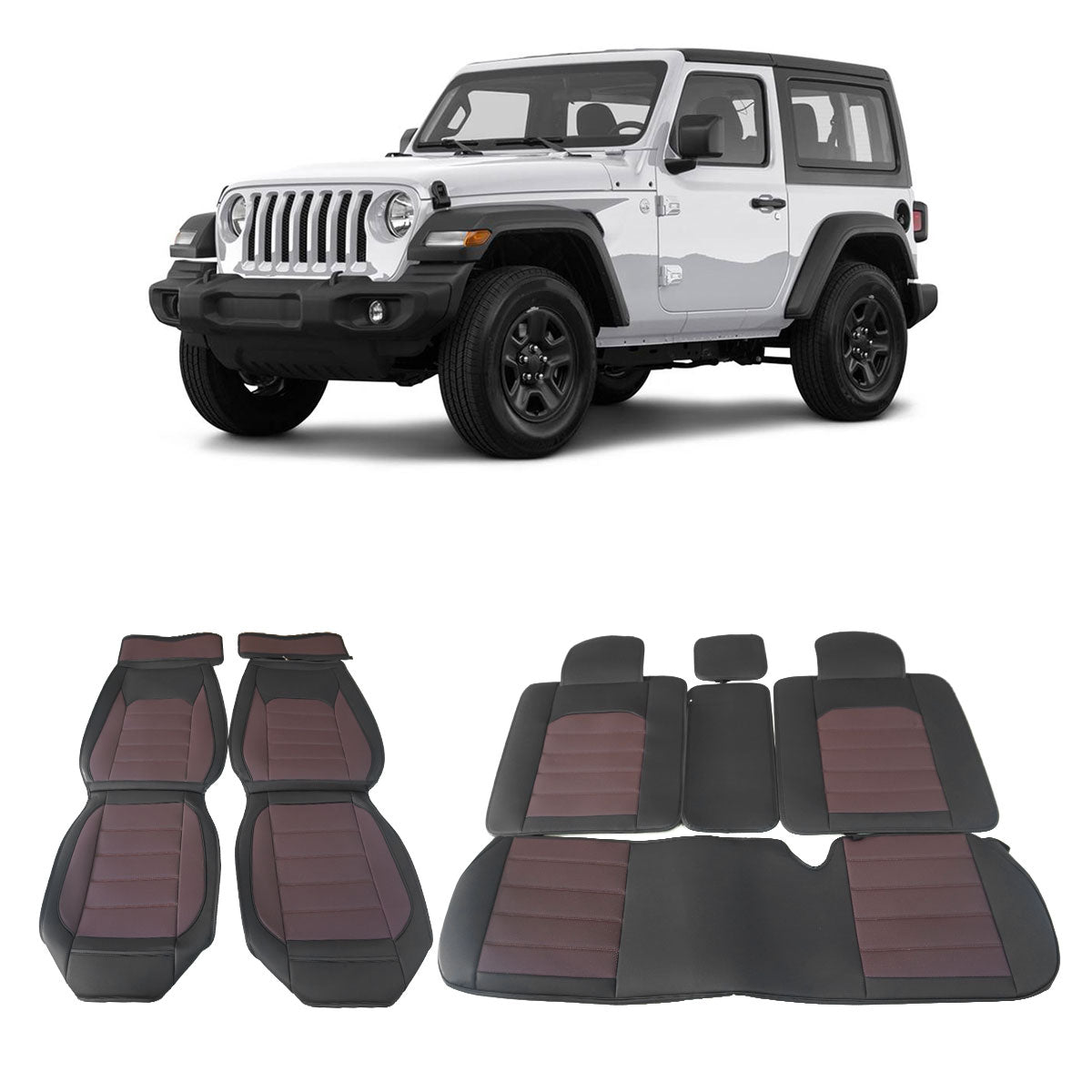 2007-2025 Jeep Wrangler JK JL Leather Car Seat Cover w/ Pocket
