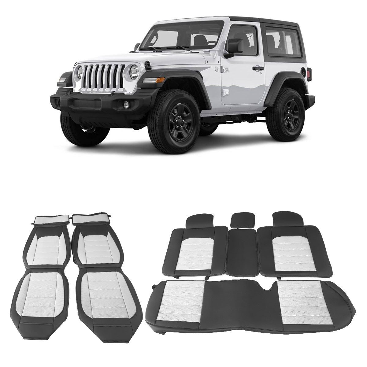 2007-2025 Jeep Wrangler JK JL Leather Car Seat Cover w/ Pocket