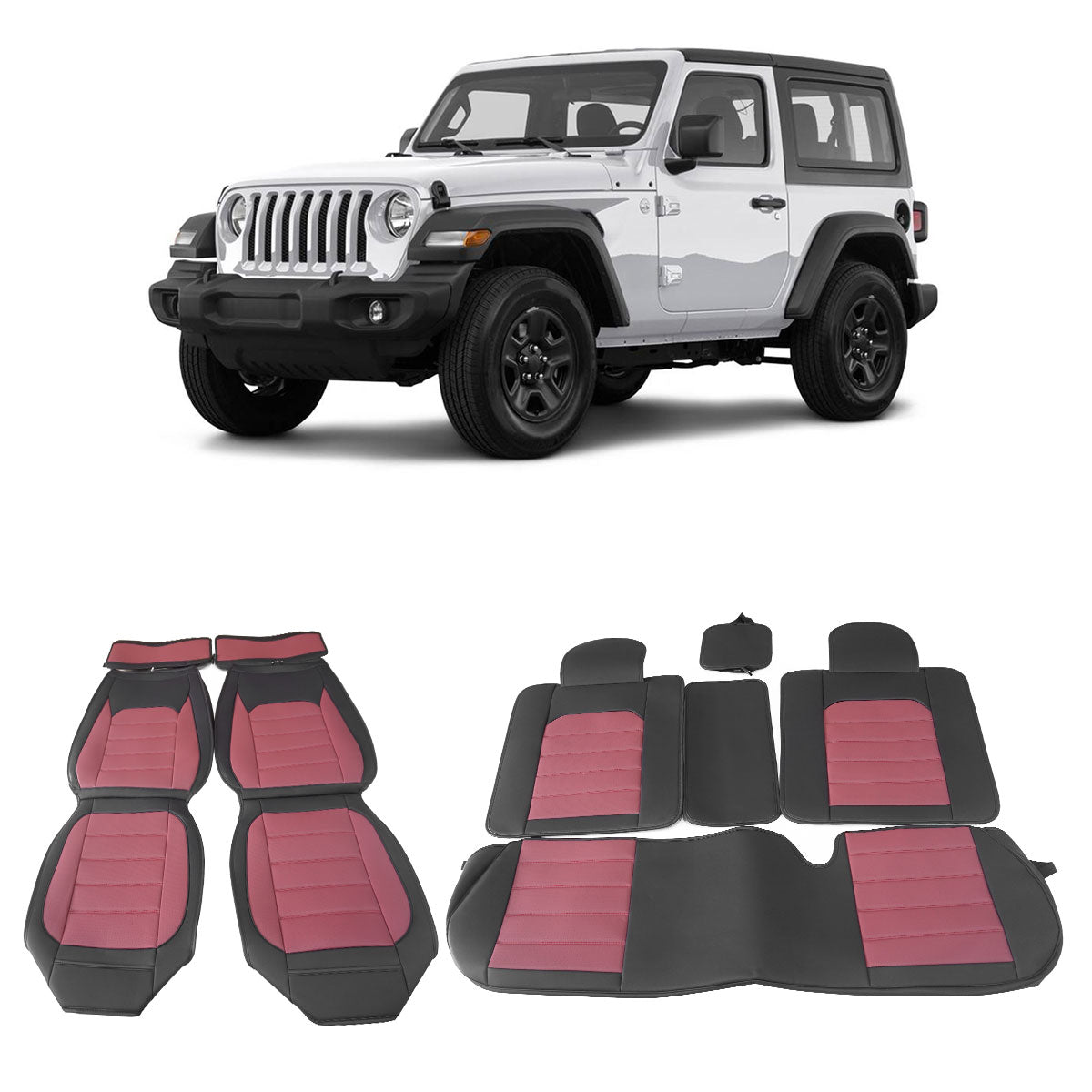 2007-2025 Jeep Wrangler JK JL Leather Car Seat Cover w/ Pocket