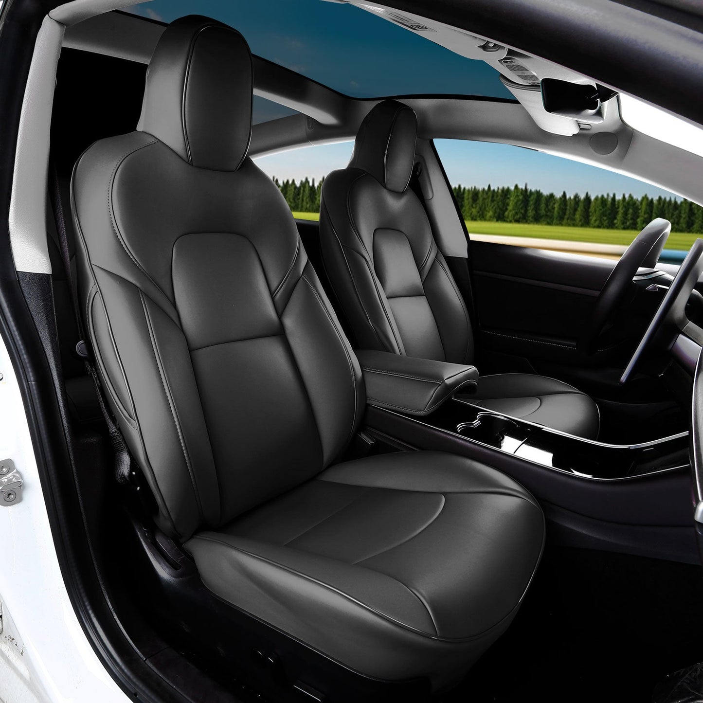 2017-2023 Tesla Model 3 Front Rear 5-Seat Seat Covers Leather