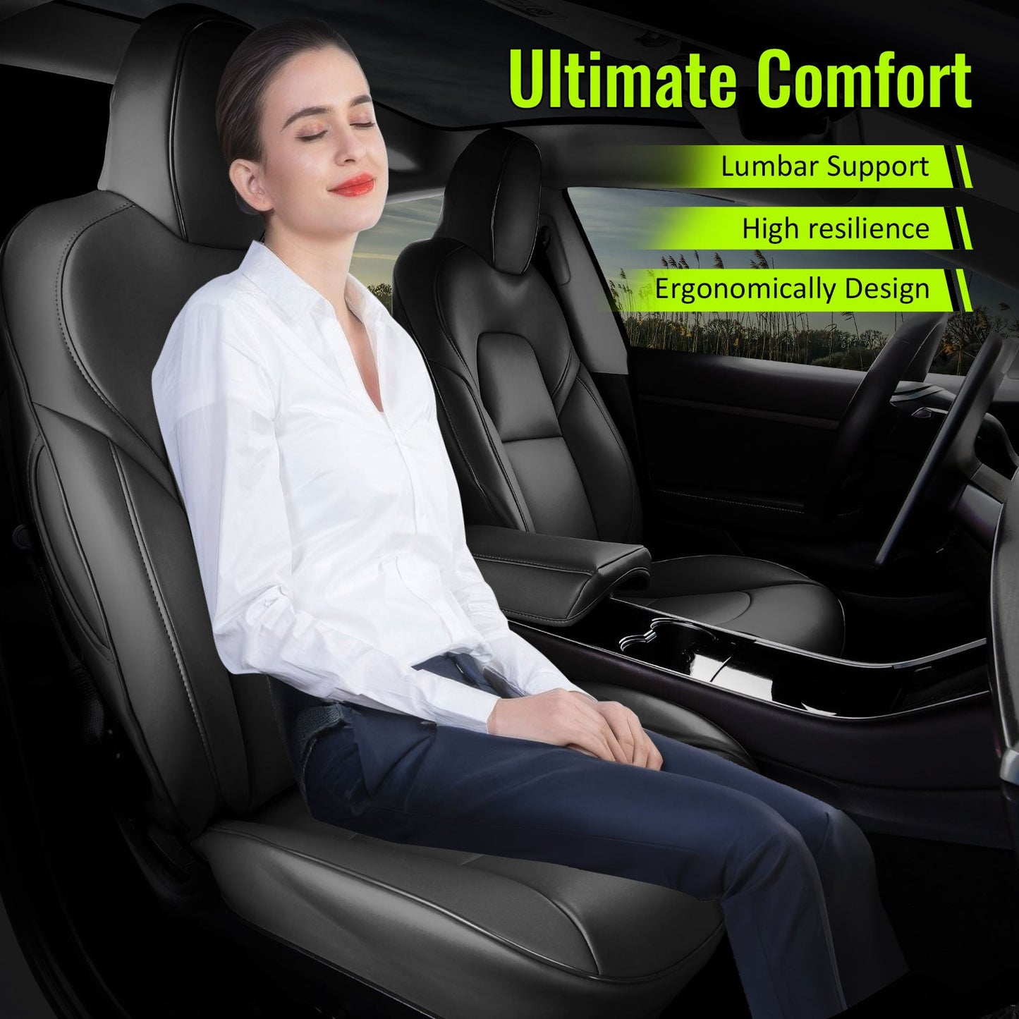 2017-2023 Tesla Model 3 Front Rear 5-Seat Seat Covers Leather