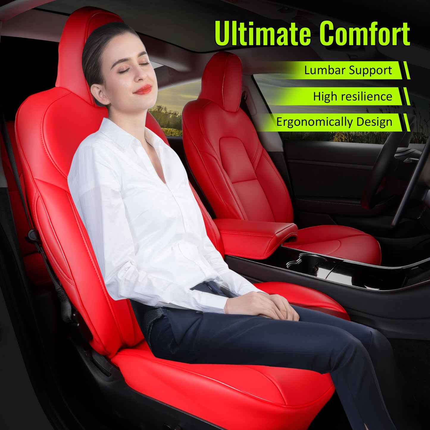 2017-2023 Tesla Model 3 Front Rear 5-Seat Seat Covers Leather