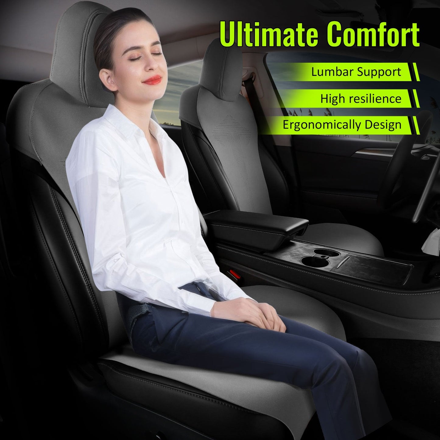 2017-2023 Tesla Model 3 Seat Covers Cushions V1 Suede Leather