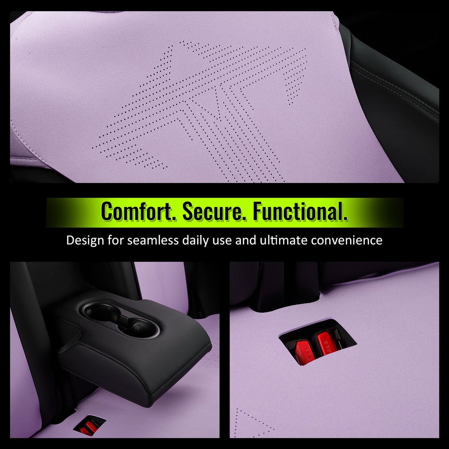 2017-2023 Tesla Model 3 Seat Covers Cushions V1 Suede Leather