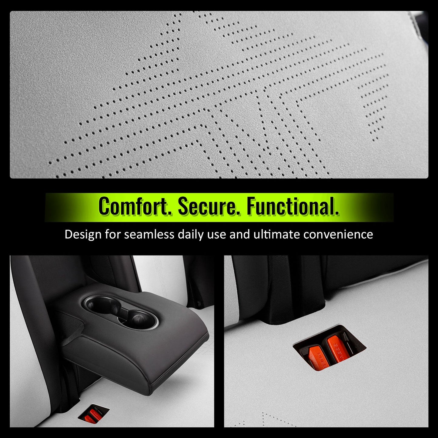 2017-2023 Tesla Model 3 Seat Covers Cushions V1 Suede Leather