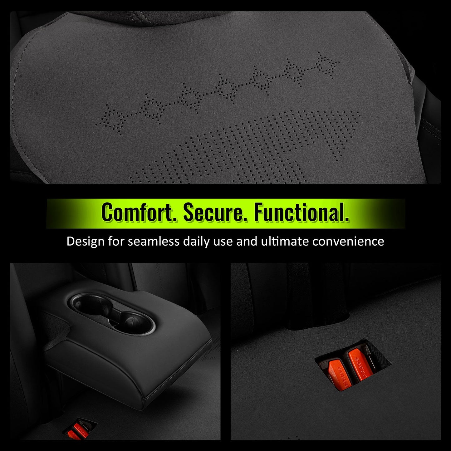2017-2023 Tesla Model 3 Seat Covers Cushions V2 Suede Leather